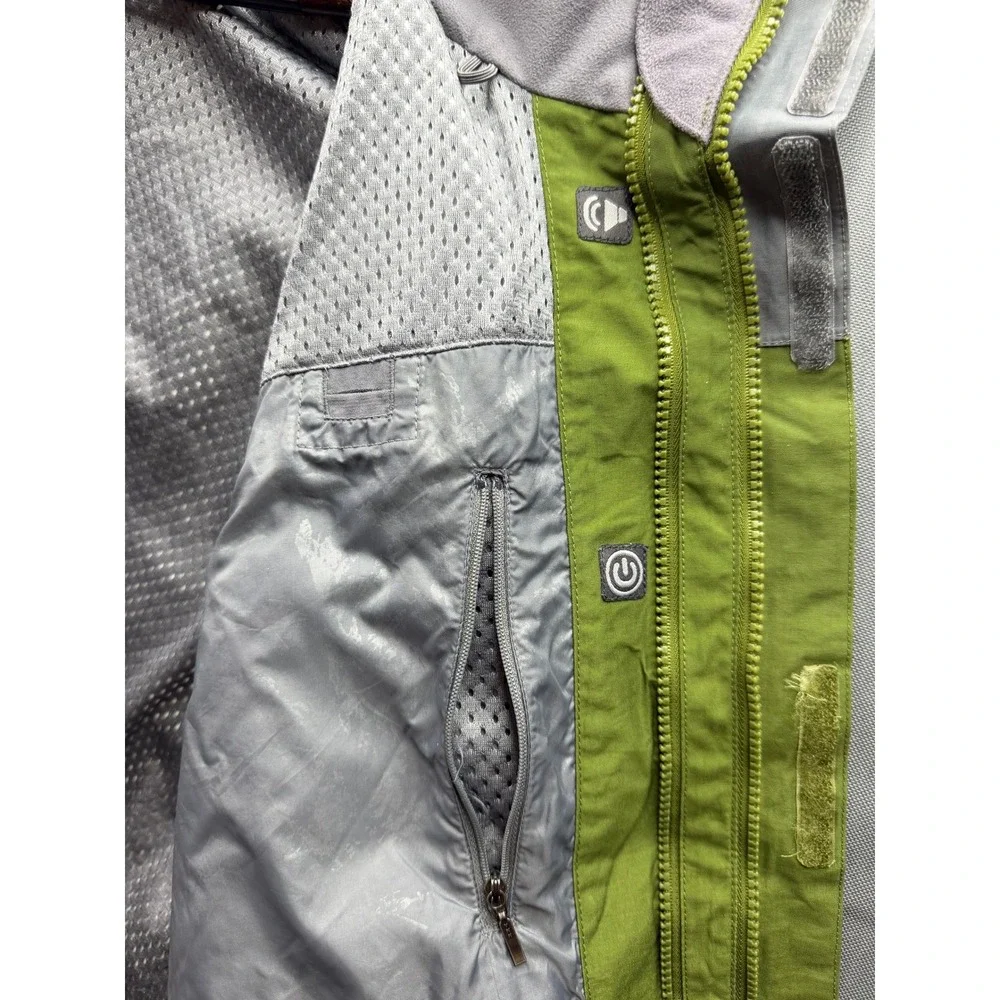 The North Face HyVent Jacket Mens Green Grey Colorblock Waterproof Shell Large